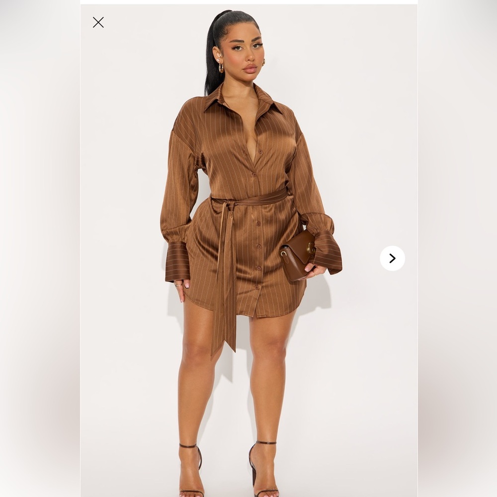 Fashion Nova Bronze Satin Mini Dress